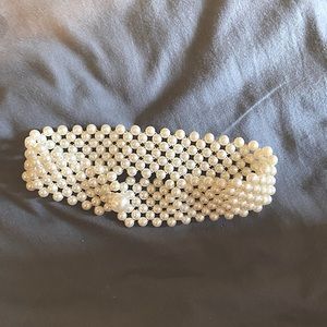 1928 Faux pearls choker breaded to make a multiple layer of rows of pearls